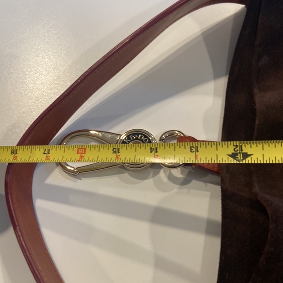 Dooney & Bourke brown suede & chestnut leather shoulder bag w/ wallet & key fob - Picture 15 of 16